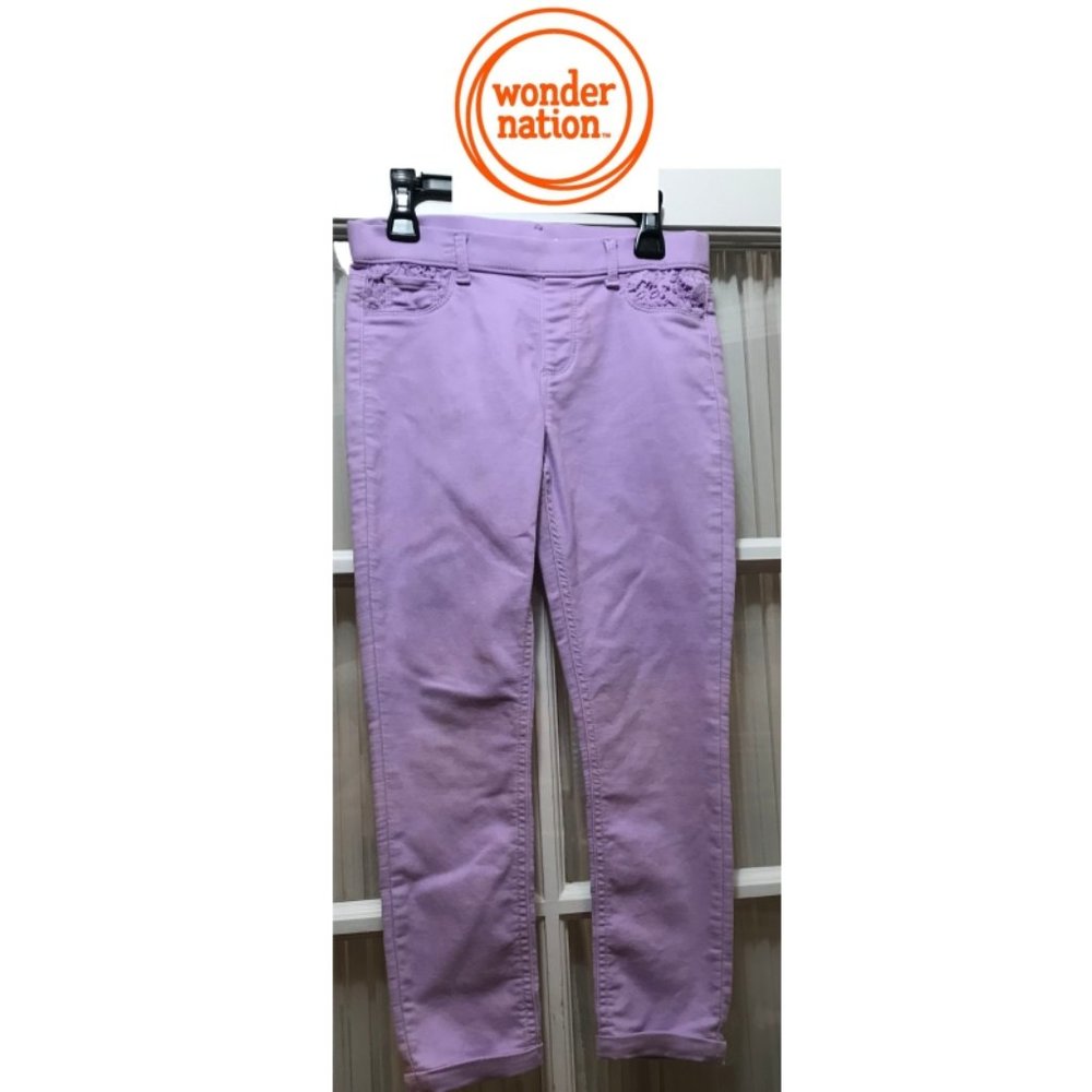 Wonder Nation lavender jeggings; lacy pockets; girls' size 10/12